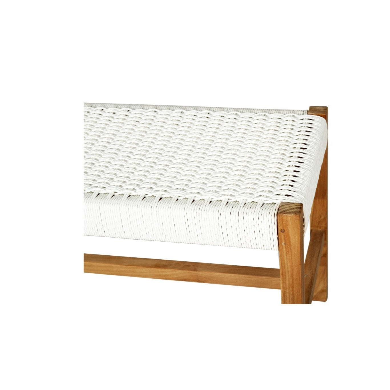 Sienna Woven Teak Bench Seat - White - Close Weave 1.52m 