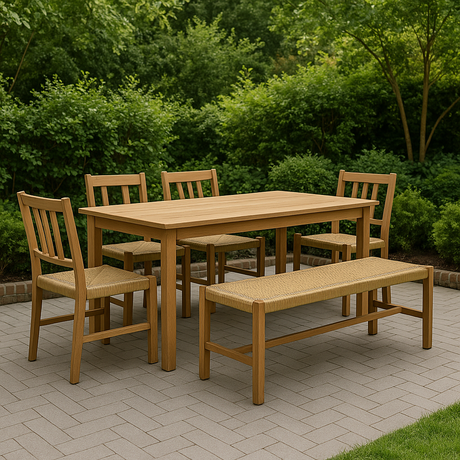 Sienna Woven Teak Bench Seat – Sand – Close Weave -2m