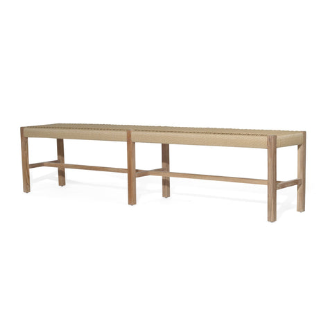 Sienna Woven Teak Bench Seat – Sand – Close Weave -2m