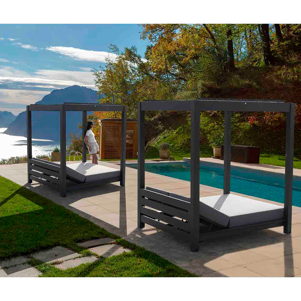 Skyline Outdoor Aluminium Daybed in Charcoal
