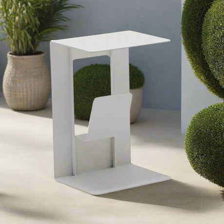 Sofia Outdoor Aluminium Magazine Side Table 40 cm in Charcoal/ Light Grey/Taupe/White