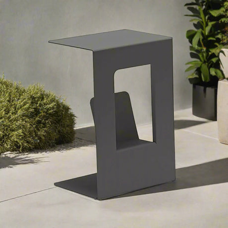 Sofia Outdoor Aluminium Magazine Side Table 40 cm in Charcoal/ Light Grey/Taupe/White