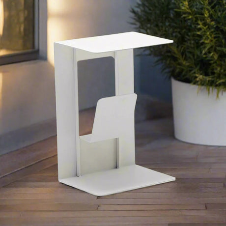 Sofia Outdoor Aluminium Magazine Side Table 40 cm in Charcoal/ Light Grey/Taupe/White