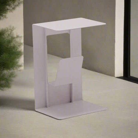 Sofia Outdoor Aluminium Magazine Side Table 40 cm in Charcoal/ Light Grey/Taupe/White