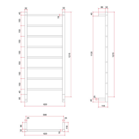 Spartan Eight Straight/Round 620x1215x118mm 8 Bars 150Watts