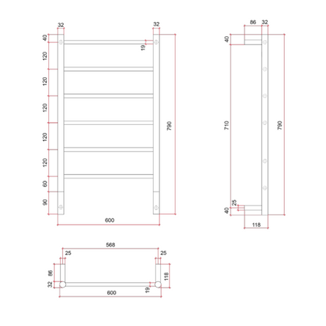 Spartan Six Straight/Round 600x790x118mm 6 Bars 80Watts