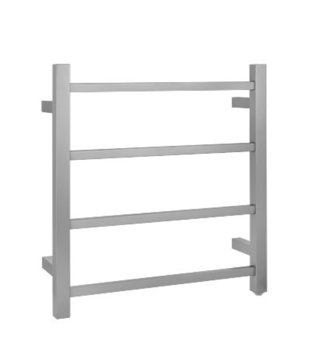 Square Electric Heated Towel Rack 4 Bars - Brushed Nickel