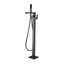 AQU Square Freestanding Bath Mixer With Handheld Shower - Brushed Gun Metal