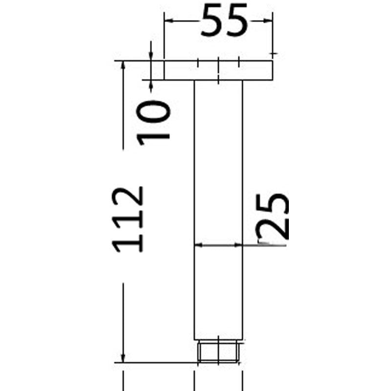 Square Shower Arm Vertical 100mm Drawing