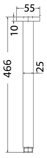 Square Shower Arm Vertical 450mm Drawing