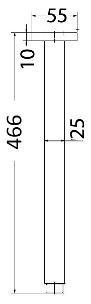 Square Shower Arm Vertical 450mm Drawing