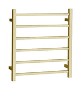 UNIVERSAL Square Electric Heated Towel Rack 6 Bars Inlet - Brushed Gold