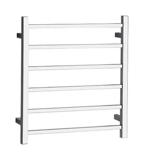 UNIVERSAL Square Electric Heated Towel Rack 6 Bars Inlet - Chrome