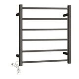 UNIVERSAL Square Electric Heated Towel Rack 6 Bars Inlet - Brushed Gun Metal
