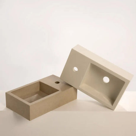 Stick & Stone Concrete Polished Rectangular Powder Room Basin