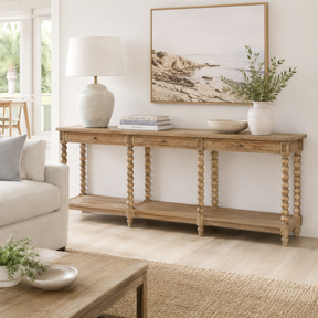 Strathmore Bobbin Console Whitley Cedar Table - 3 drawer - Plain Top - 2.2m