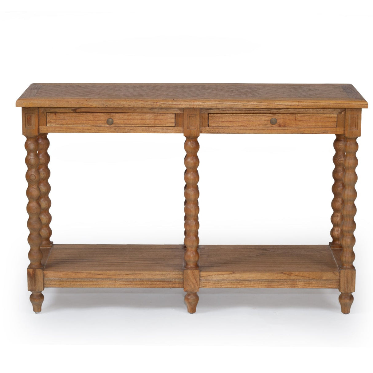 Strathmore Bobbin Console Whitley Cedar Table  – 2 Drawer – Herringbone Top - 1.3m