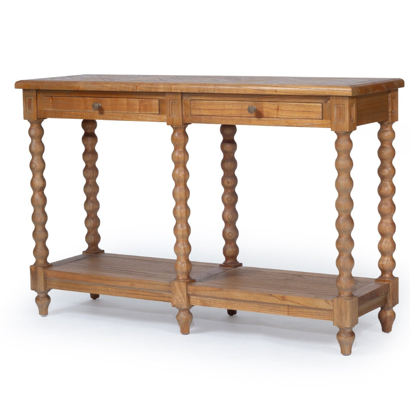 Strathmore Bobbin Console Whitley Cedar Table  – 2 Drawer – Herringbone Top - 1.3m