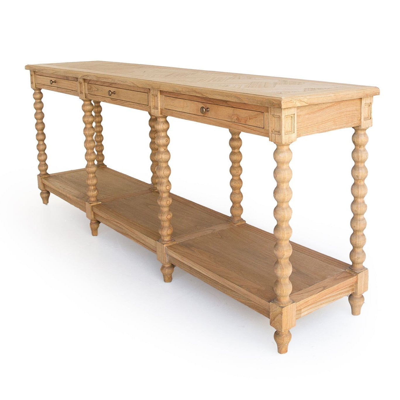 Strathmore Bobbin Console Whitley Cedar Table – 3 Drawer – Herringbone Top - 2.2m