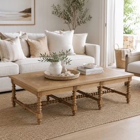 Strathmore Bobbin White Cedar Coffee Table - Herringbone Top - 1.5m