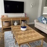 Strathmore Bobbin White Cedar Coffee Table - Herringbone Top - 1.5m