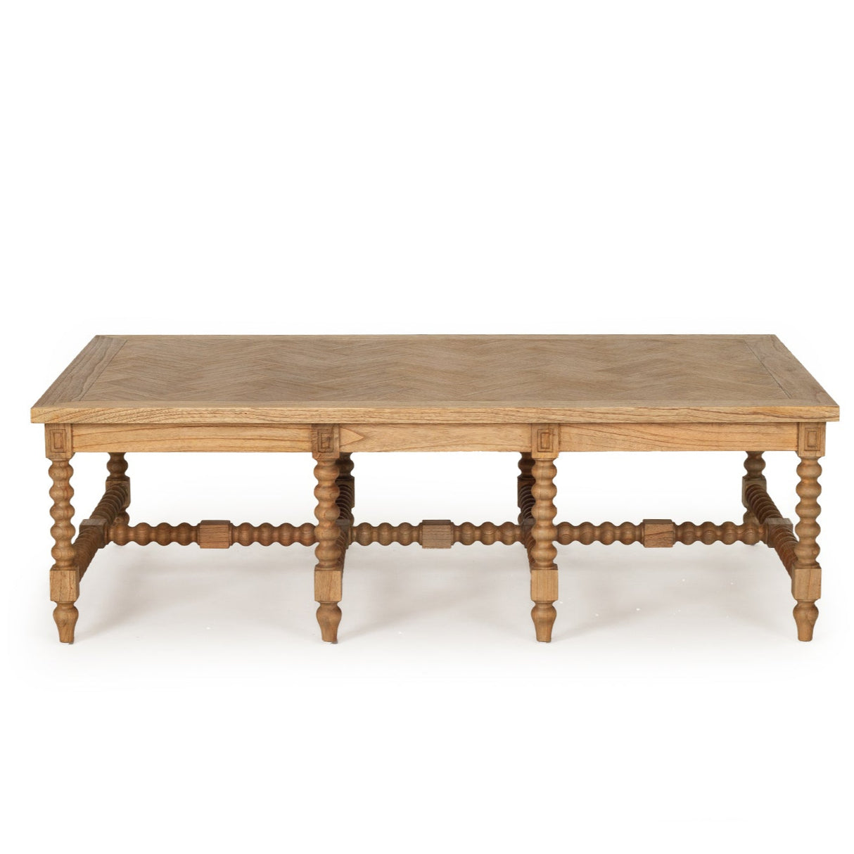 Strathmore Bobbin White Cedar Coffee Table - Herringbone Top - 1.5m