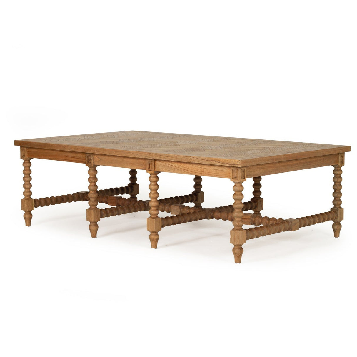 Strathmore Bobbin White Cedar Coffee Table - Herringbone Top - 1.5m