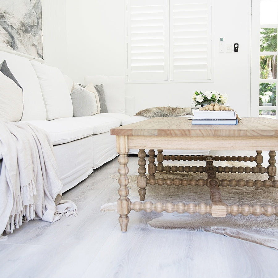 Strathmore Bobbin White Cedar Coffee Table - Plain Top - 1.5m