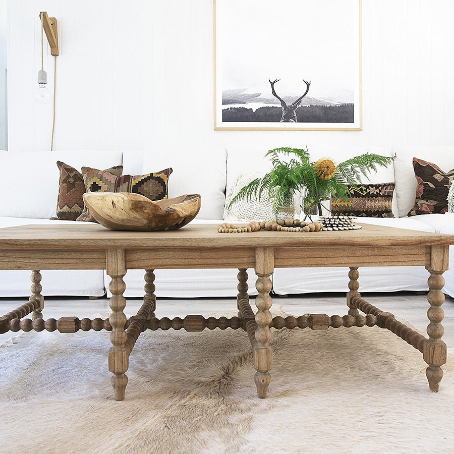 Strathmore Bobbin White Cedar Coffee Table - Plain Top - 1.5m