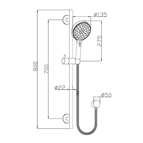 Sulu II Sliding Shower Set Drawing