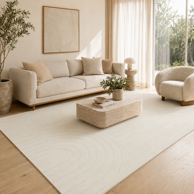 Summit Trail White Wool Viscose Rug
