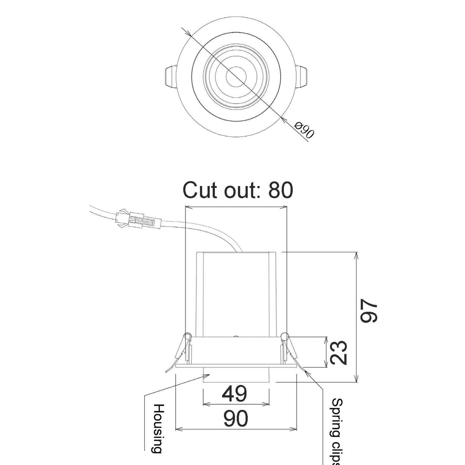 TELE: LED Recessed Spot Downlight Retractable Dimmable Tri-CCT IP20