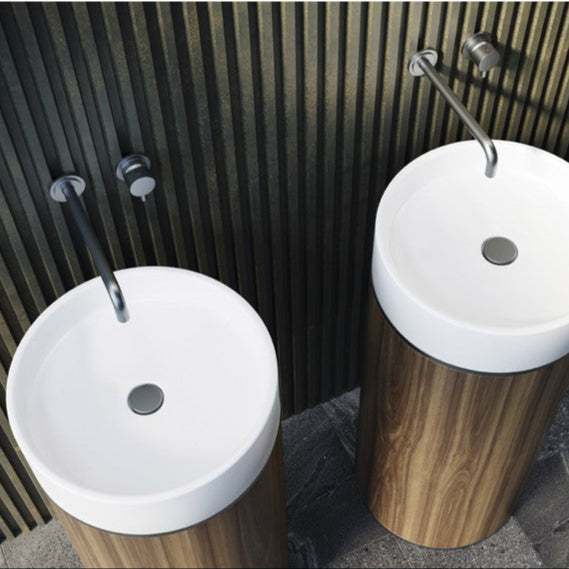 Tesoro Chrome Frame Solid Surface Free Standing Basin (White) - Clearance