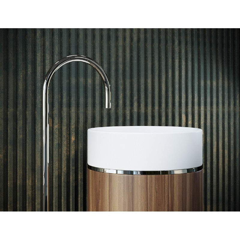 Tesoro Brushed Nickel Frame Solid Surface Free Standing Basin (White)
