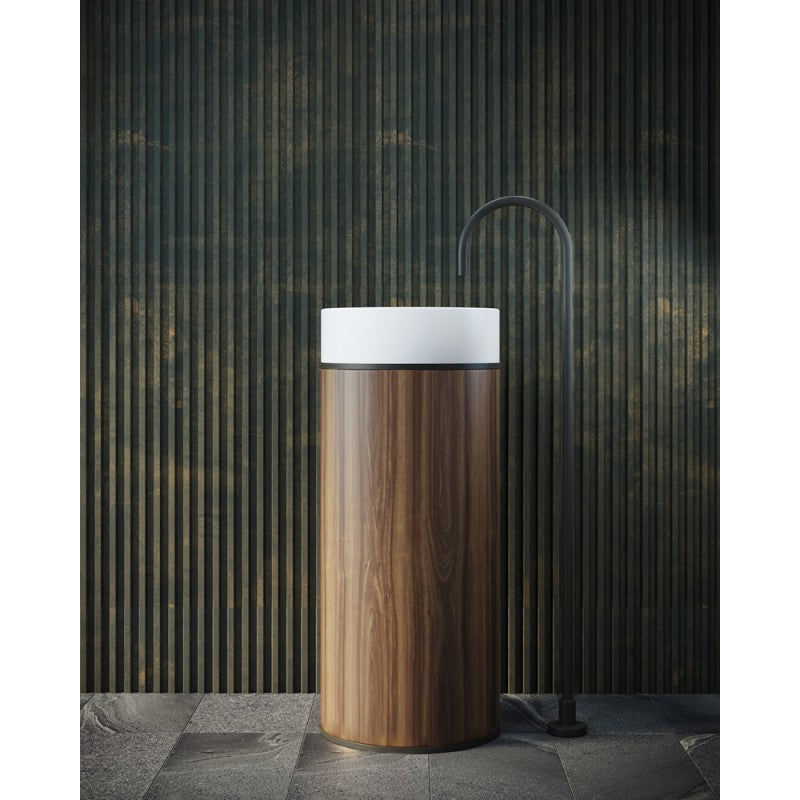 Tesoro Matte Black Frame Solid Surface Free Standing Basin (White)