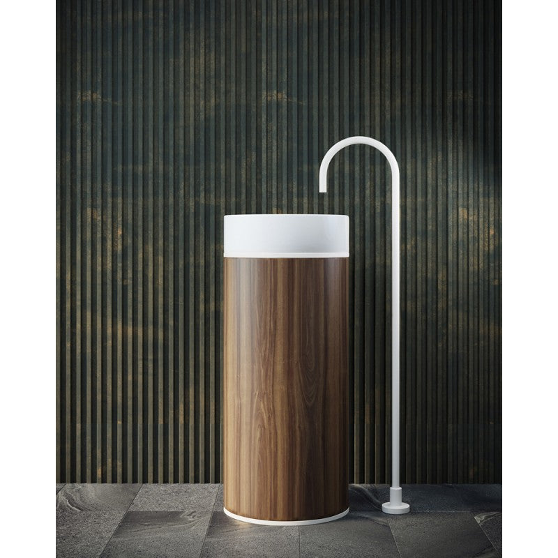 Tesoro Matte White Frame Solid Surface Free Standing Basin (White)