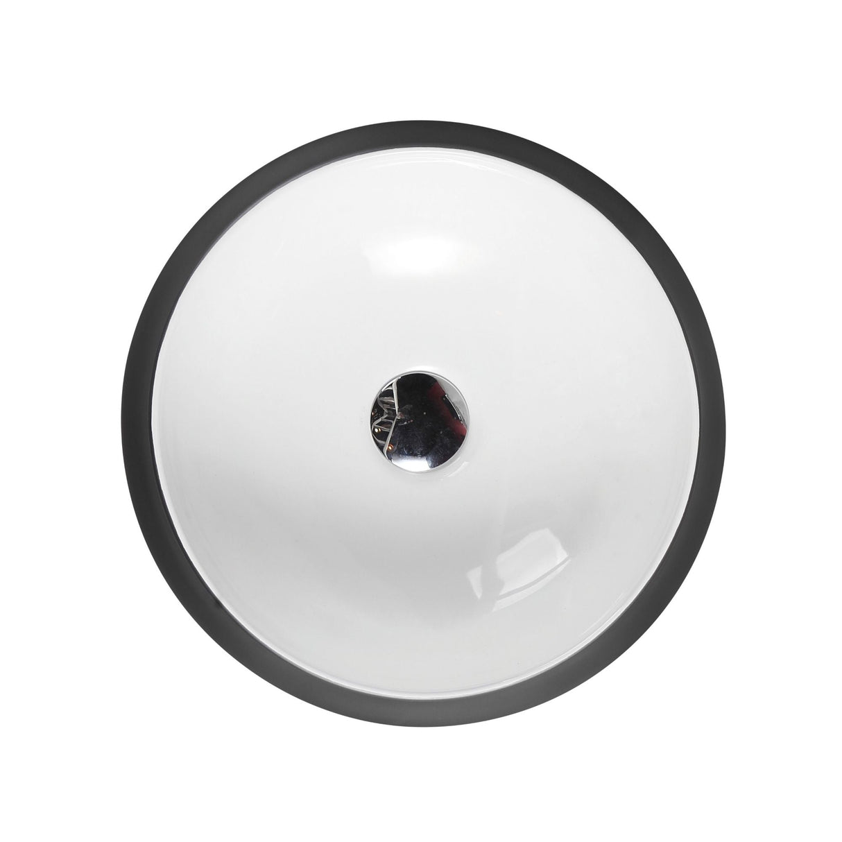 Trier 32 Counter-Top Round Basin - White with Gunmetal Finishing (Round: 400x400x150)