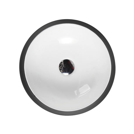 Trier 32 Counter-Top Round Basin - White with Gunmetal Finishing (Round: 400x400x150)