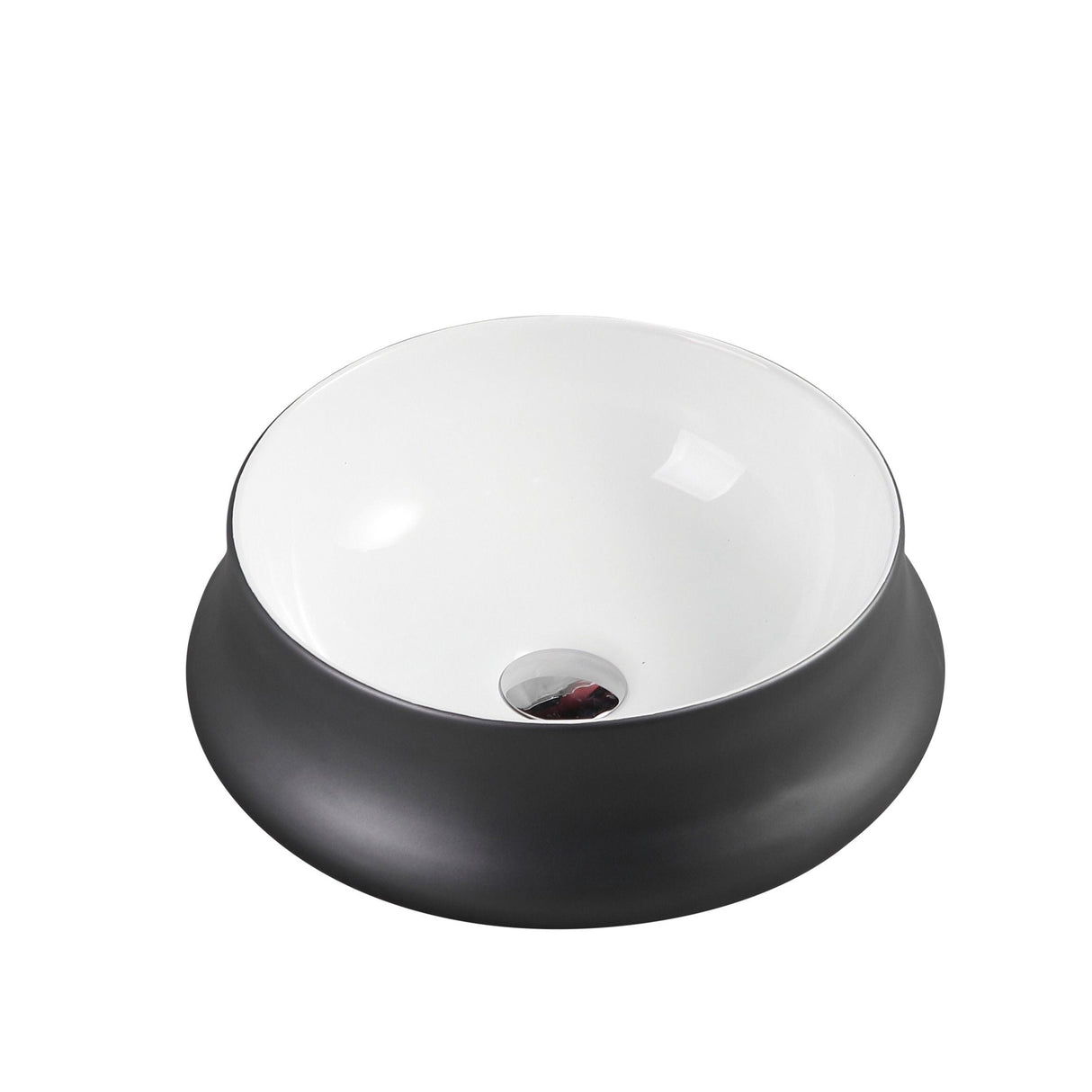 Trier 32 Counter-Top Round Basin - White with Gunmetal Finishing (Round: 400x400x150)