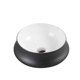 Trier 32 Counter-Top Round Basin - White with Gunmetal Finishing (Round: 400x400x150)