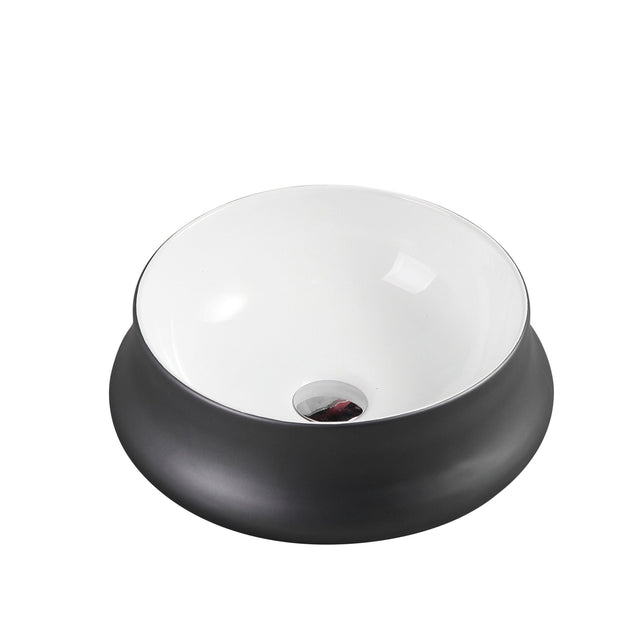 Trier 32 Counter-Top Round Basin - White with Gunmetal Finishing (Round: 400x400x150)