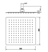 TARAN Shower Head Stainless Steel Square (300mm) - Matte Black