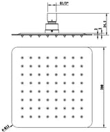 TARAN Matte Black Shower Head Stainless Steel Square (200mm)