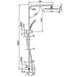 TARAN Chrome Twin Shower On Rail Top Inlet Square 200mm