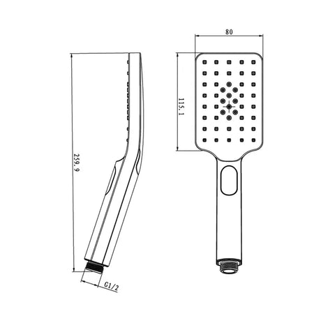TARAN Twin Shower On Rail Top Inlet Square (250mm) - Brushed Gold