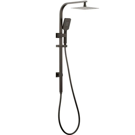 TARAN Twin Shower On Rail Top Inlet Square (250mm) - Brushed Gun Metal