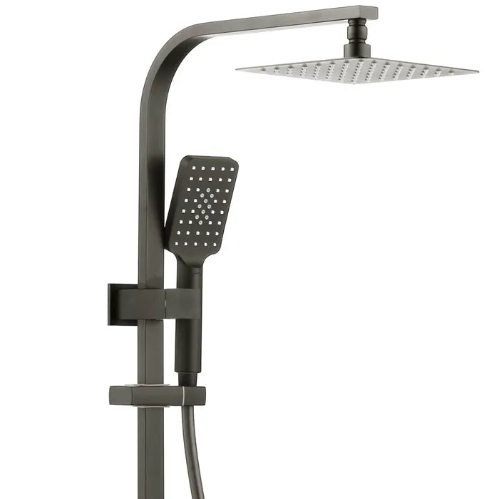 TARAN Twin Shower On Rail Top Inlet Square (250mm) - Brushed Gun Metal