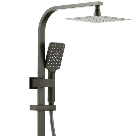 TARAN Twin Shower On Rail Top Inlet Square (250mm) - Brushed Gun Metal