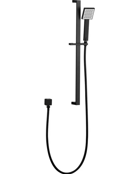 TARAN Shower Rail with Square Handheld Shower Piece - Black