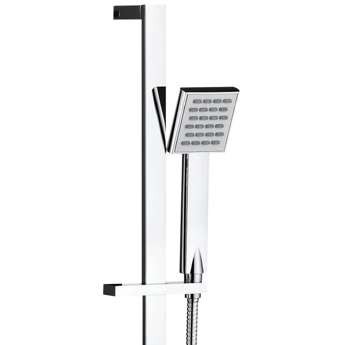 TARAN Shower Rail with Square Handheld Shower Piece - Chrome